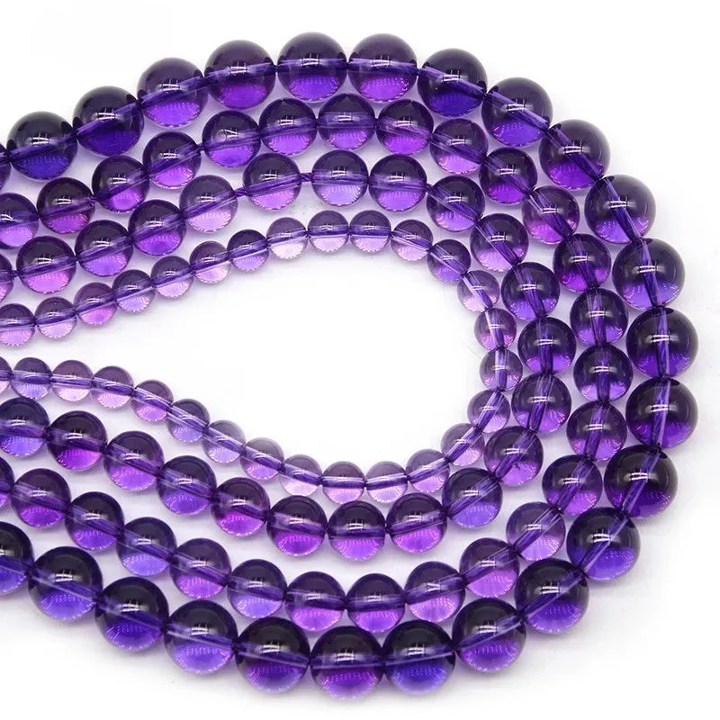 Uruguayan Amethyst Beads – Genuine Natural Round Loose Beads For Bracelet Necklace DIY Jewelry Making