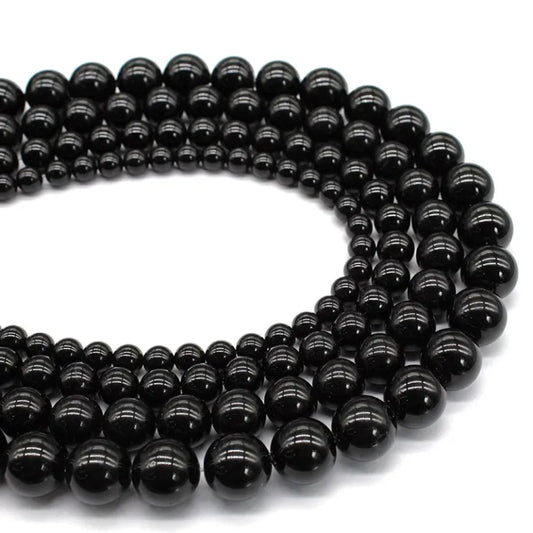 Black Onyx Beads – Genuine Natural Round Loose Beads For Bracelet Necklace DIY Jewelry Making