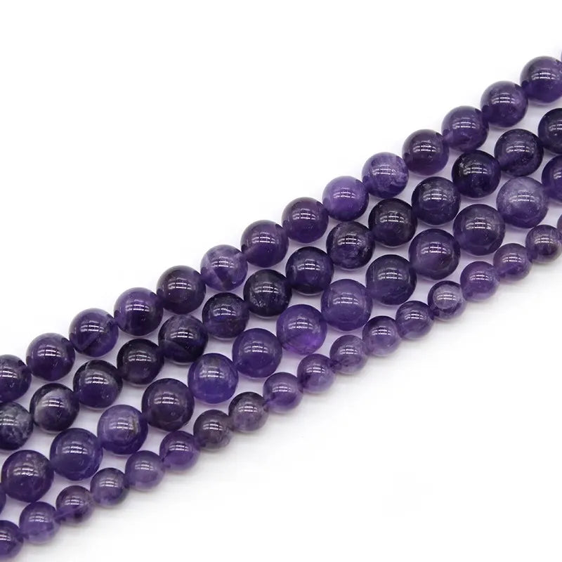 Amethyst Beads – Genuine Natural Round Loose Beads For Bracelet Necklace DIY Jewelry Making