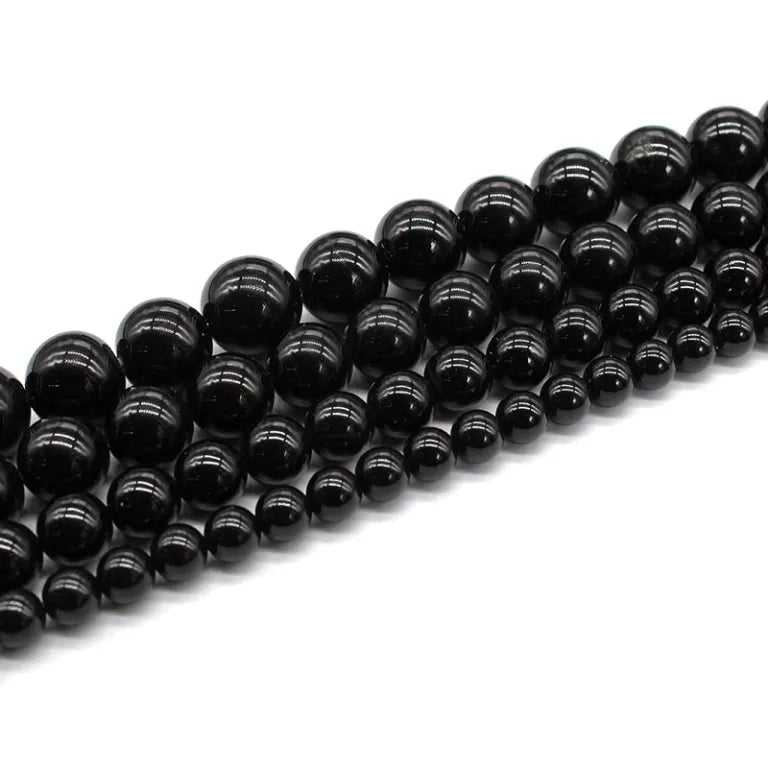 Black Onyx Beads – Genuine Natural Round Loose Beads For Bracelet Necklace DIY Jewelry Making