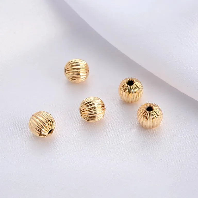 14K gold melon beads handmade DIY jewelry accessories loose beads color-preserving hollow melon beads lantern beads pumpkin gold beads