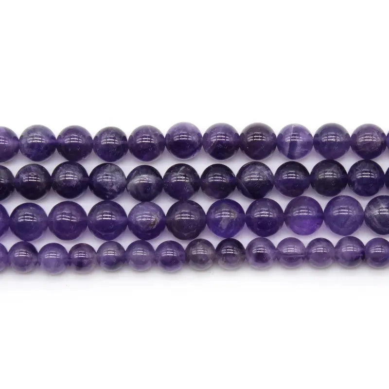 Amethyst Beads – Genuine Natural Round Loose Beads For Bracelet Necklace DIY Jewelry Making