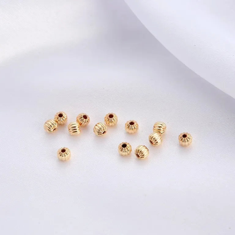 14K gold melon beads handmade DIY jewelry accessories loose beads color-preserving hollow melon beads lantern beads pumpkin gold beads