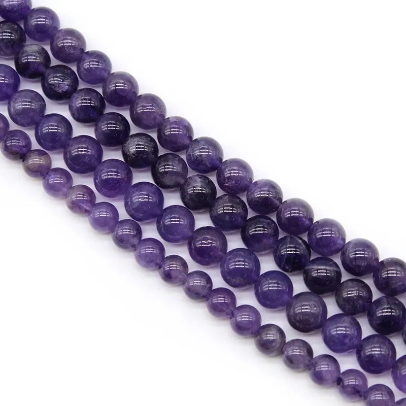 Amethyst Beads – Genuine Natural Round Loose Beads For Bracelet Necklace DIY Jewelry Making