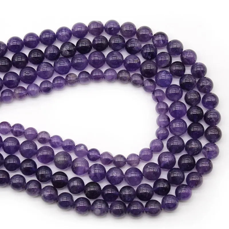 Amethyst Beads – Genuine Natural Round Loose Beads For Bracelet Necklace DIY Jewelry Making