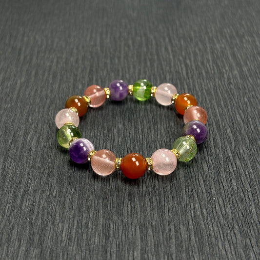 There are 5 crystal bracelets with different color designs, I call it candy color, which can bring you good luck